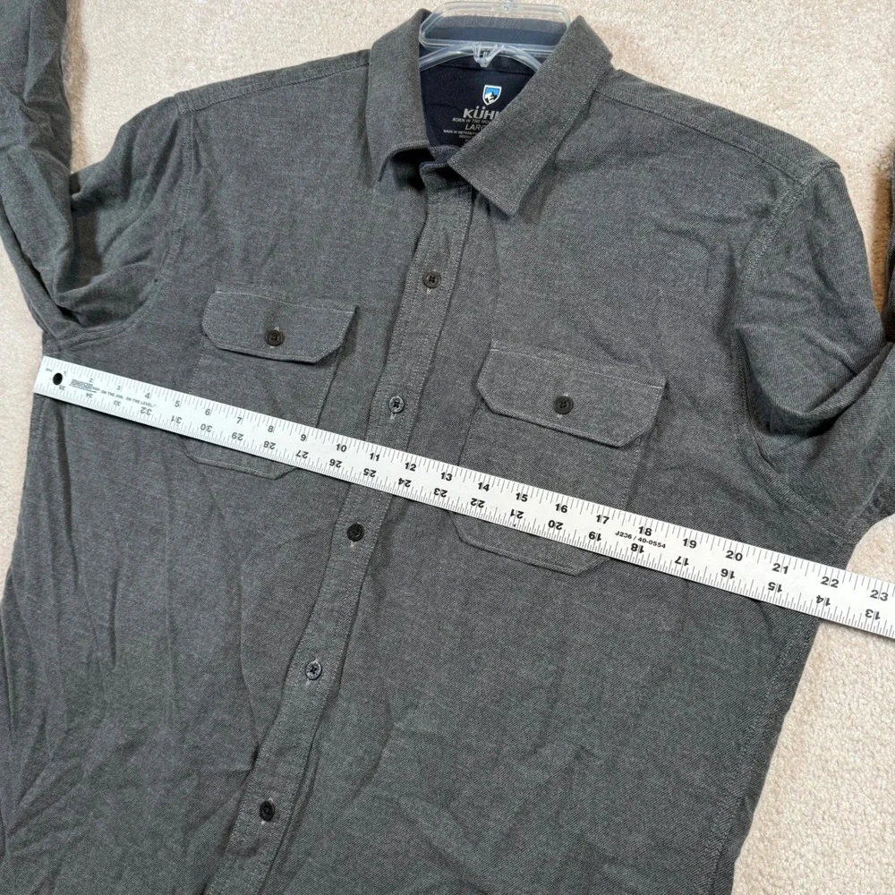 Kuhl Button Down Shirt Mens Large Grey‎ Long Sleeve Cotton Tencel Outdoor Pocket